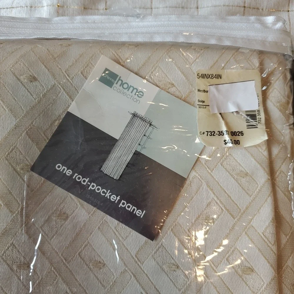 Vtg PC Penney Collection Beige Westbury Lattice Curtains 2 Panels 54x84